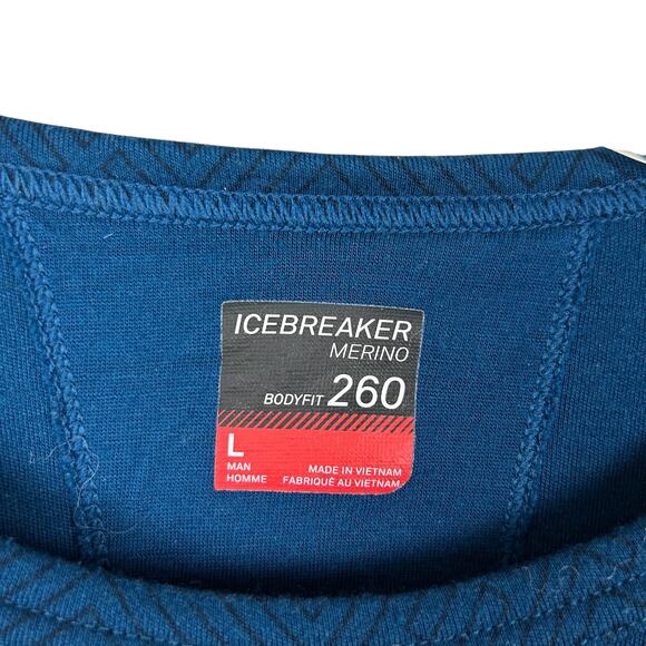 Icebreaker Merino Wool Navy Blue Baselayer Crew Neck Long Sleeve Men's Shirt L - Picture 4 of 5